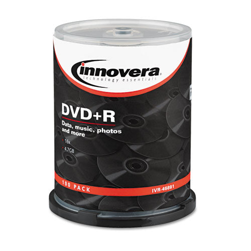 DVD+R Recordable Disc, 4.7 GB, 16x, Spindle, Silver, 100/Pack-(IVR46891)
