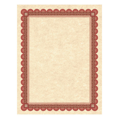 Parchment Certificates, Academic, 8.5 x 11, Copper with Red/Brown Border, 25/Pack-(SOUCT5R)