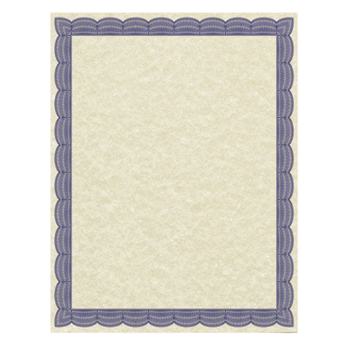 Parchment Certificates, Traditional, 8.5 x 11, Ivory with Blue Border, 50/Pack-(SOU91342)