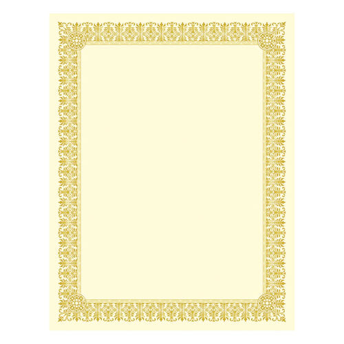 Premium Certificates, 8.5 x 11, Ivory/Gold with Fleur Gold Foil Border, 15/Pack-(SOUCTP1V)