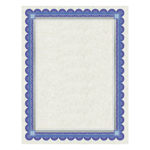 Parchment Certificates, Academic, 8.5 x 11, Ivory with Blue/Silver Foil Border, 15/Pack-(SOUCT1R)