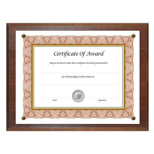 Award-A-Plaque Document Holder, Acrylic/Plastic, 10.5 x 13, Walnut-(NUD18811M)