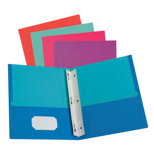 Twisted Twin Smooth Pocket Folder w/Fasteners, 100-Sheet Capacity, 11 x 8.5, Assorted Solid Colors, 10/Pack-(OXF51276)