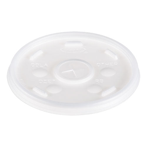 Plastic Lids, Fits 12 oz to 24 oz Hot/Cold Foam Cups, Straw-Slot Lid, White, 100/Pack, 10 Packs/Carton-(DCC16SL)
