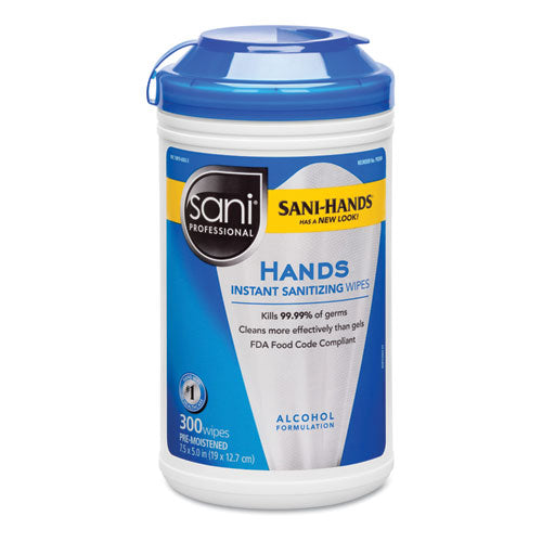 Hands Instant Sanitizing Wipes, 7.5 x 5, 300/Canister, 6/Carton-(NICP92084CT)