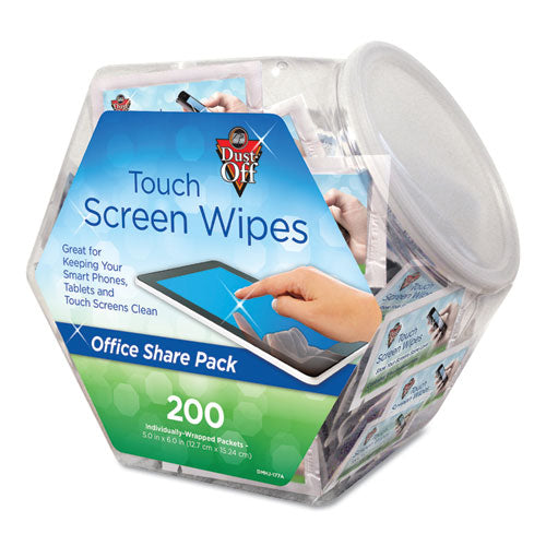 Touch Screen Wipes, 5 x 6, Citrus, 200 Individual Foil Packets in an Easy Grab Jar-(FALDMHJ)