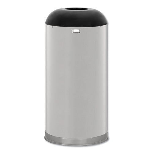 European and Metallic Series Receptacle with Drop-In Dome Top, 15 gal, Steel, Satin Stainless-(RCPR32SSSGL)