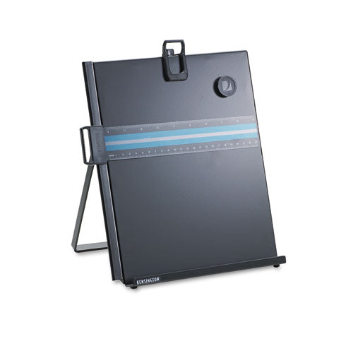Letter-Size Freestanding Desktop Copyholder, 40 Sheet Capacity, Stainless Steel, Black-(KMW62046)