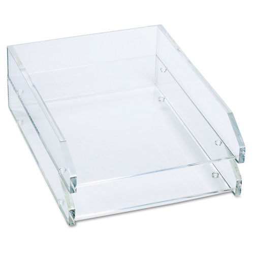 Clear Acrylic Letter Tray, 2 Sections, Letter Size Files, 10.5" x 13.75" x 2.5", Clear, 2/Pack-(KTKAD15)