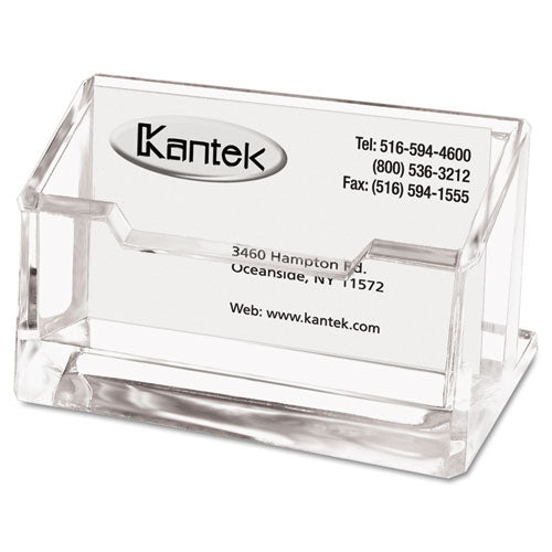 Acrylic Business Card Holder, Holds 80 Cards, 4 x 1.88 x 2, Clear-(KTKAD30)