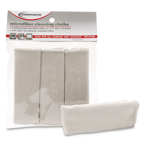 Microfiber Cleaning Cloths, 6 x 7, Unscented, Gray, 3/Pack-(IVR51506)