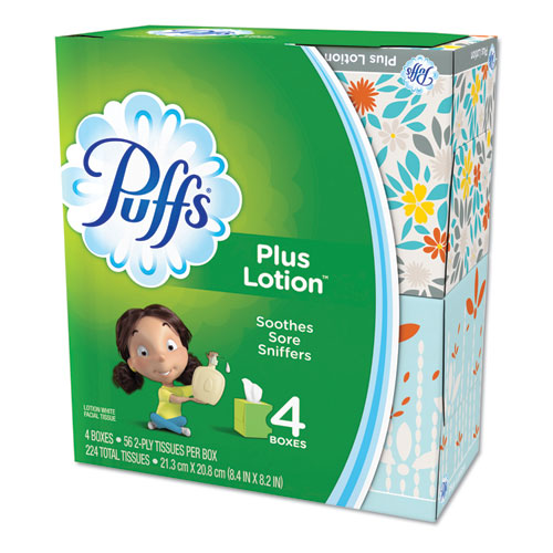 Plus Lotion Facial Tissue, 1-Ply, White, 56 Sheets/Box, 24 Boxes/Carton-(PGC34899CT)