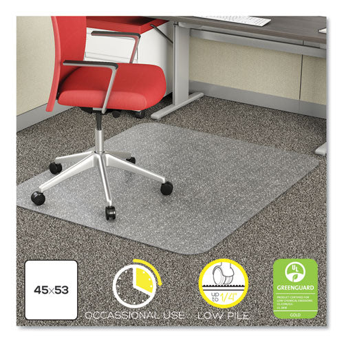 EconoMat Occasional Use Chair Mat for Low Pile Carpet, 45 x 53, Rectangular, Clear-(DEFCM11242COM)