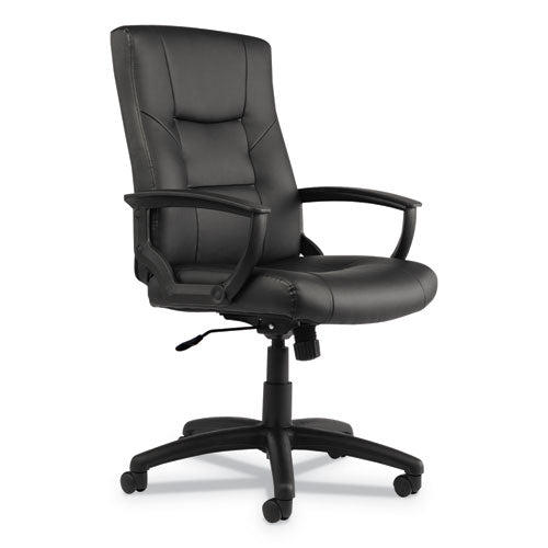Alera YR Series Executive High-Back Swivel/Tilt Bonded Leather Chair, Supports 275 lb, 17.71" to 21.65" Seat Height, Black-(ALEYR4119)