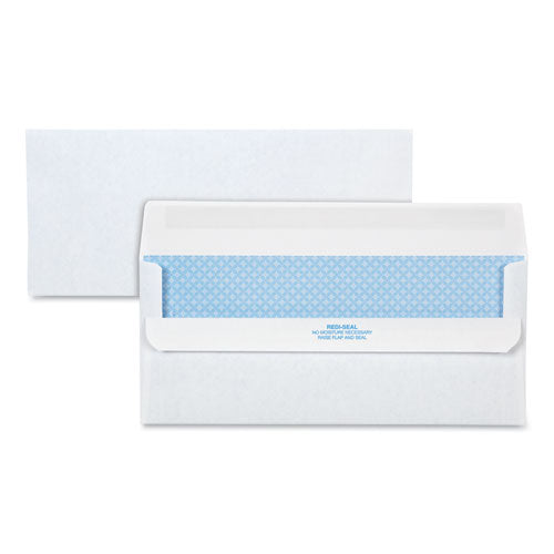 Redi-Seal Security-Tint Envelope, #10, Commercial Flap, Redi-Seal Adhesive Closure, 4.13 x 9.5, White, 500/Box-(QUA11218)