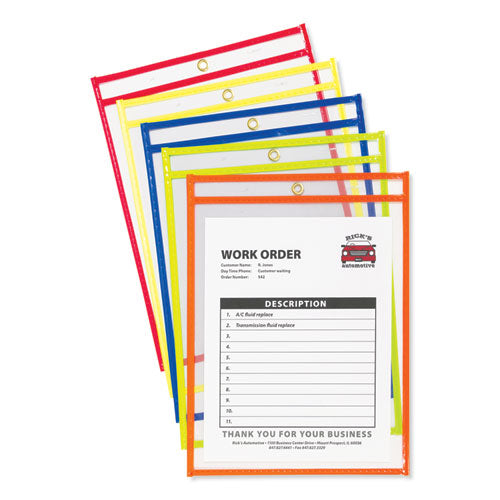 Stitched Shop Ticket Holders, Neon, Assorted 5 Colors, 75", 9 x 12, 10/Pack-(CLI43920)