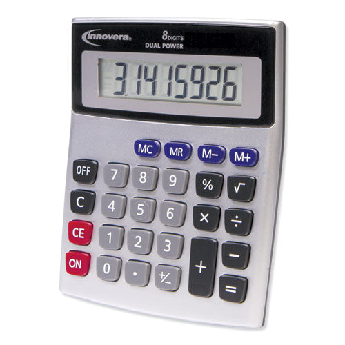 15927 Desktop Calculator, Dual Power, 8-Digit LCD-(IVR15927)