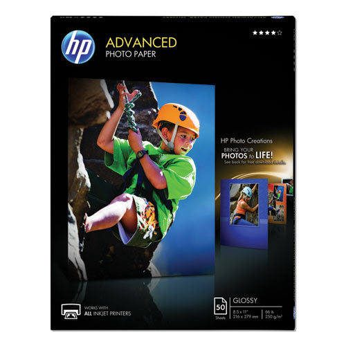 Advanced Photo Paper, 10.5 mil, 8.5 x 11, Glossy White, 50/Pack-(HEWQ7853A)