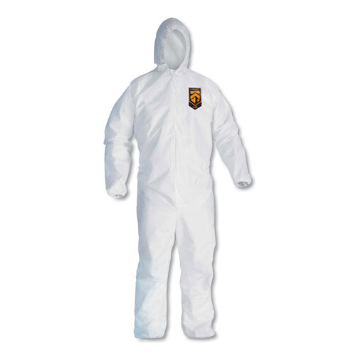 A30 Elastic-Back and Cuff Hooded Coveralls, 4X-Large, White, 21/Carton-(KCC46117)