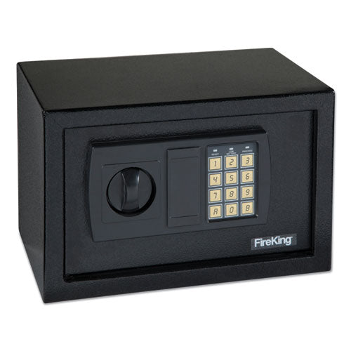 Small Personal Safe, 0.3 cu ft, 12.19w x 7.56d x 7.88h, Black-(FIRHS1207)