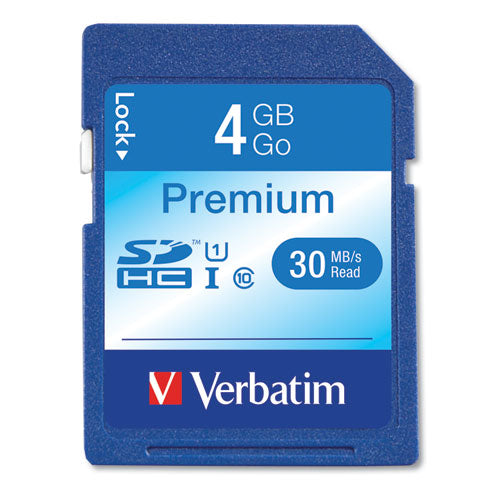 4GB Premium SDHC Memory Card, UHS-I U1 Class 10, Up to 30MB/s Read Speed-(VER96171)