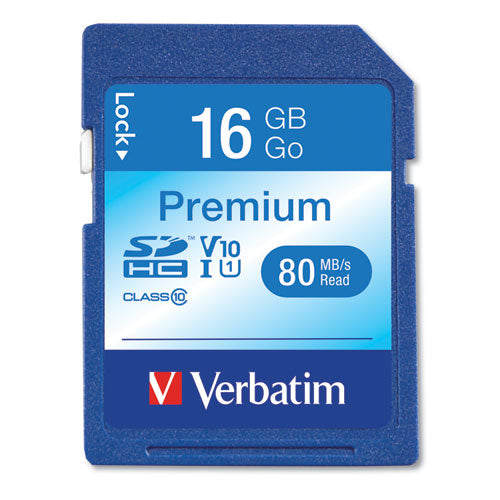 16GB Premium SDHC Memory Card, UHS-I V10 U1 Class 10, Up to 80MB/s Read Speed-(VER96808)