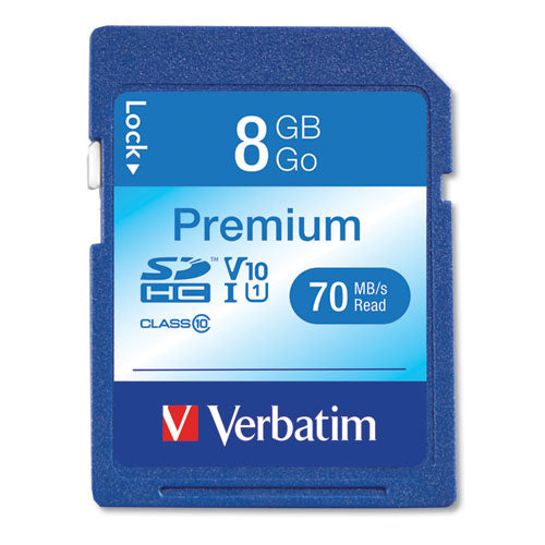 8GB Premium SDHC Memory Card, UHS-1 V10 U1 Class 10, Up to 70MB/s Read Speed-(VER96318)