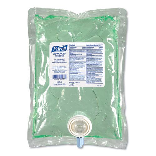 NXT Refill Advanced Soothing Gel Hand Sanitizer, 1,000 mL, Fragrance-Free, 8/Carton-(GOJ213708CT)