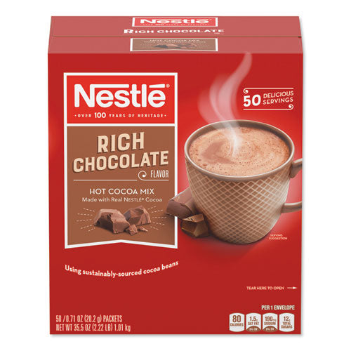 Hot Cocoa Mix, Rich Chocolate, 0.71 oz Packets, 50/Box, 6 Box/Carton-(NES25485CT)