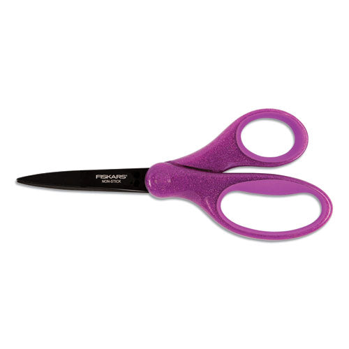 Student Designer Non-Stick Scissors, Pointed Tip, 7" Long, 2.75" Cut Length, Randomly Assorted Straight Handles-(FSK1345821001)