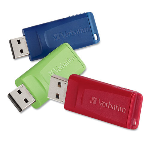 Store n Go USB Flash Drive, 8 GB, Assorted Colors, 3/Pack-(VER98703)