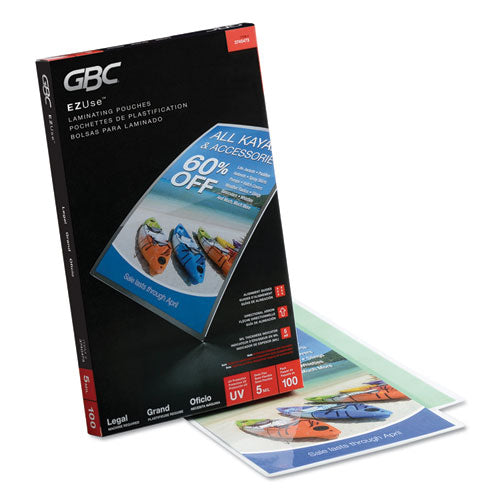 EZUse Thermal Laminating Pouches, 5 mil, 9" x 14.5", Gloss Clear, 100/Box-(GBC3740473)
