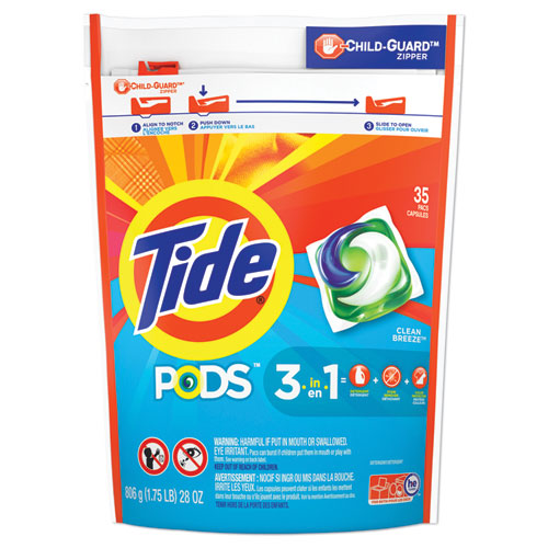 Pods, Laundry Detergent, Clean Breeze, 35/Pack, 4 Pack/Carton-(PGC93126CT)