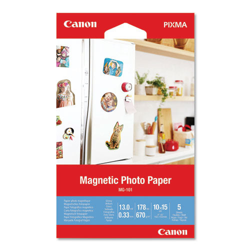 Glossy Magnetic Photo Paper, 13 mil, 4 x 6, White, 5 Sheets/Pack-(CNM3634C002)