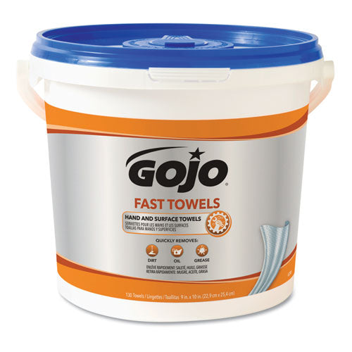 FAST TOWELS Hand Cleaning Towels, 7.75 x 11, Fresh Citrus, Blue, 130/Bucket, 4 Buckets/Carton-(GOJ6298)