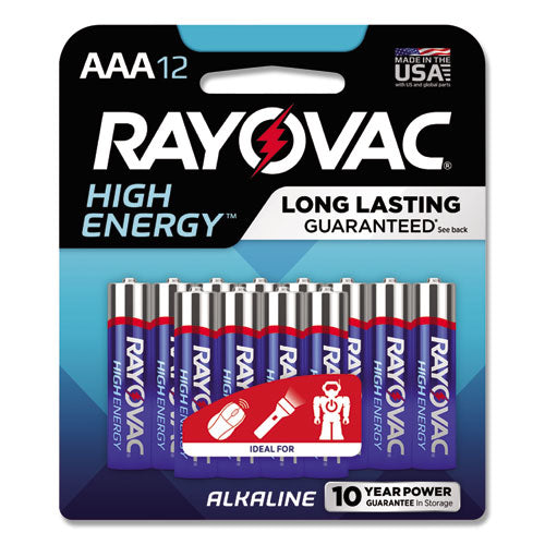 High Energy Premium Alkaline AAA Battery, 12/Pack-(RAY82412K)