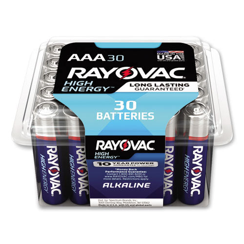 High Energy Premium Alkaline AAA Batteries, 30/Pack-(RAY82430PPK)