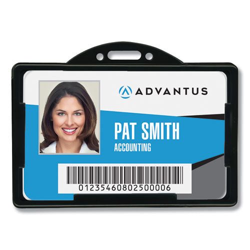 ID Card Holders, Horizontal, Black 3.68" x 2.38" Holder, 3.38" x 2.13" Insert, 25/Pack-(AVT75656)