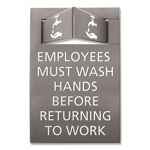 Pop-Out ADA Sign, Wash Hands, Tactile Symbol, Plastic, 6 x 9, Gray/White-(AVT91100)