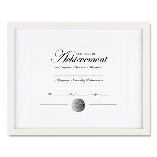 Wood Gallery Frame with Beveled Mat, 11 x 14, White-(DAXNDWG1114WT)