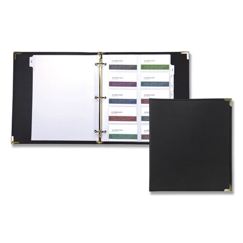 Classic Vinyl Business Card Binder, Holds 200 2 x 2.5 Cards, 10.25 x 11.13, Ebony-(SAM81080)