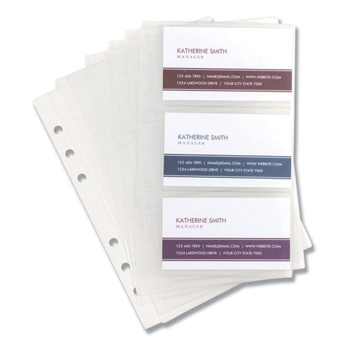 Refill Sheets for 4.25 x 7.25 Business Card Binders, For 2 x 3.5 Cards, Clear, 6 Cards/Sheet, 10 Sheets/Pack-(SAM81079)