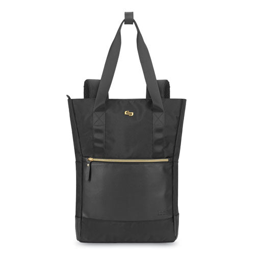 Parker Hybrid Tote/Backpack, Fits Devices Up to 15.6", Polyester, 3.75 x 16.5 x 16.5, Black/Gold-(USLEXE8014)