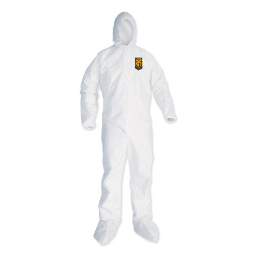 A35 Liquid and Particle Protection Coveralls, Zipper Front, Hooded, Elastic Wrists and Ankles, 2X-Large, White, 25/Carton-(KCC38941)