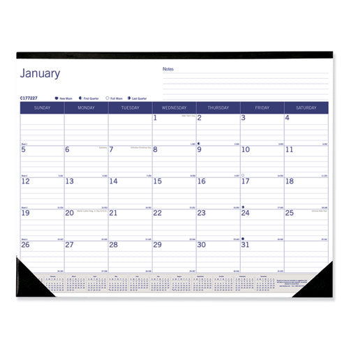 DuraGlobe Monthly Desk Pad Calendar, 22 x 17, White/Blue/Gray Sheets, Black Binding/Corners, 12-Month (Jan to Dec): 2023-(REDC177227)