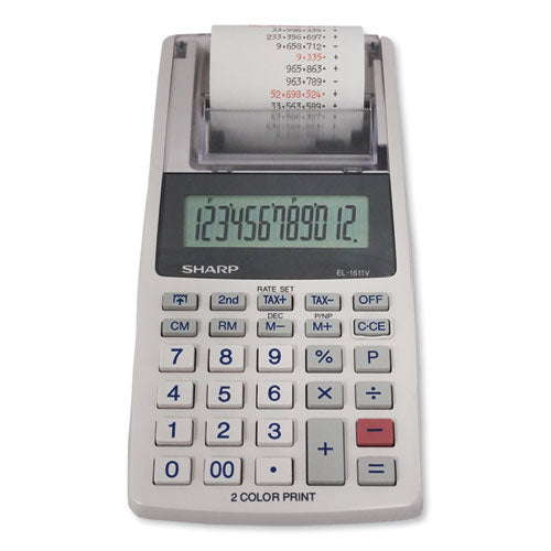 EL-1611V Printing Calculator, Black/Red Print, 2 Lines/Sec-(SHREL1611V)