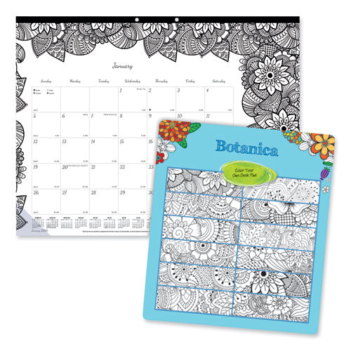 Monthly Desk Pad Calendar, DoodlePlan Coloring Pages, 22 x 17, Black Binding, Clear Corners, 12-Month (Jan to Dec): 2023-(REDC2917311)