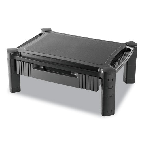 Large Monitor Stand with Cable Management and Drawer, 18.38" x 13.63" x 5", Black-(IVR55050)