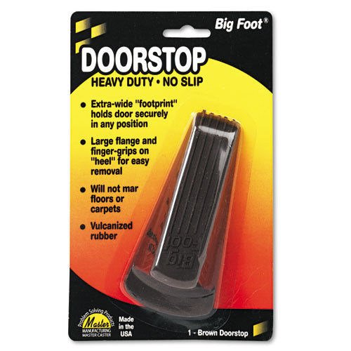 Big Foot Doorstop, No Slip Rubber Wedge, 2.25w x 4.75d x 1.25h, Brown-(MAS00920)