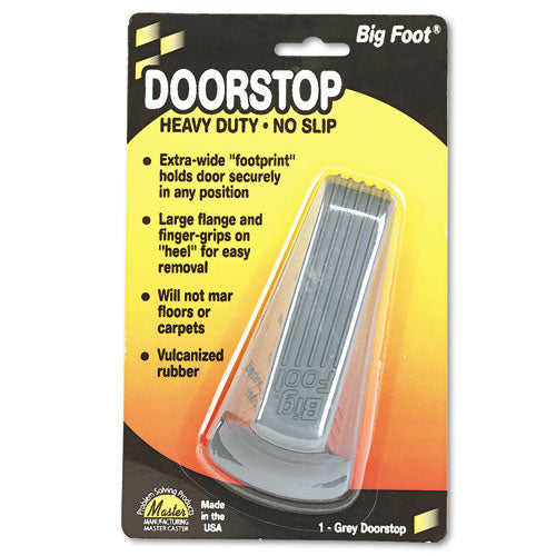 Big Foot Doorstop, No Slip Rubber Wedge, 2.25w x 4.75d x 1.25h, Gray-(MAS00941)